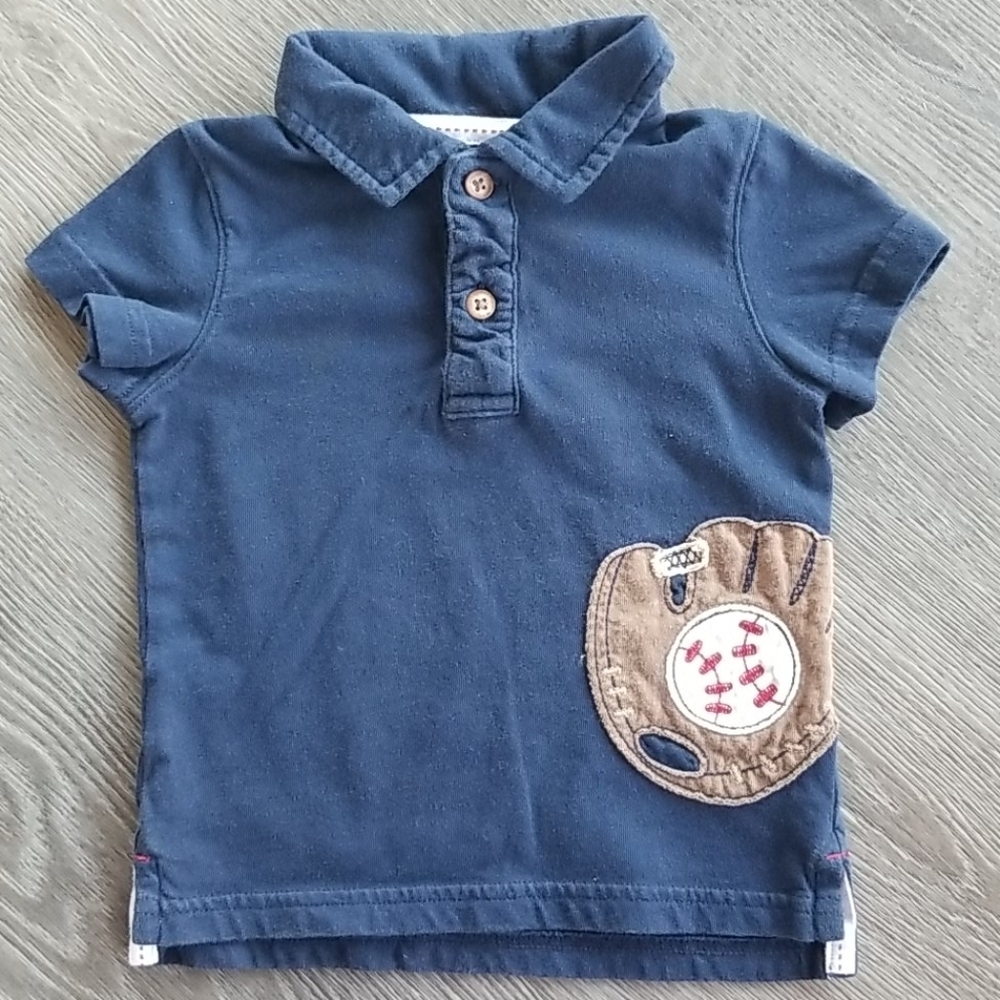 Sonoma navy blue short sleeve baseball shirt 12mo - Picture 1 of 8